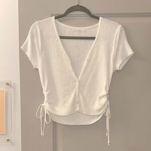 NWOT white button-up ribbed top
